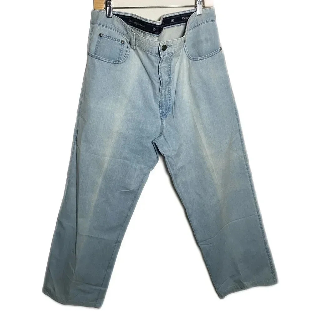 Ermenegildo Zenga Light Wash Wide Leg Jeans Size 38